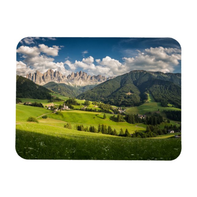 Mountains | Funes Valley, Dolomites, Italy Magnet (Horizontal)