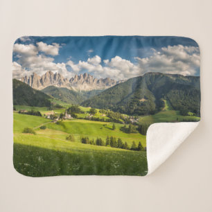 Mountains Funes Valley, Dolomites, Italy Sherpa Blanket