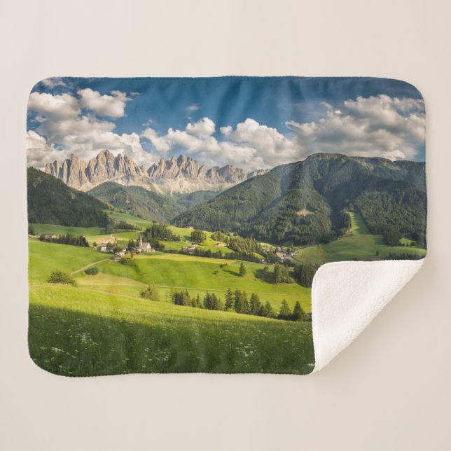 Mountains | Funes Valley, Dolomites, Italy Sherpa Blanket (Front (Horizontal))