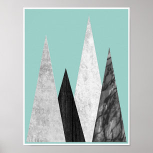 Mountains, geometric, scandinavian poster print