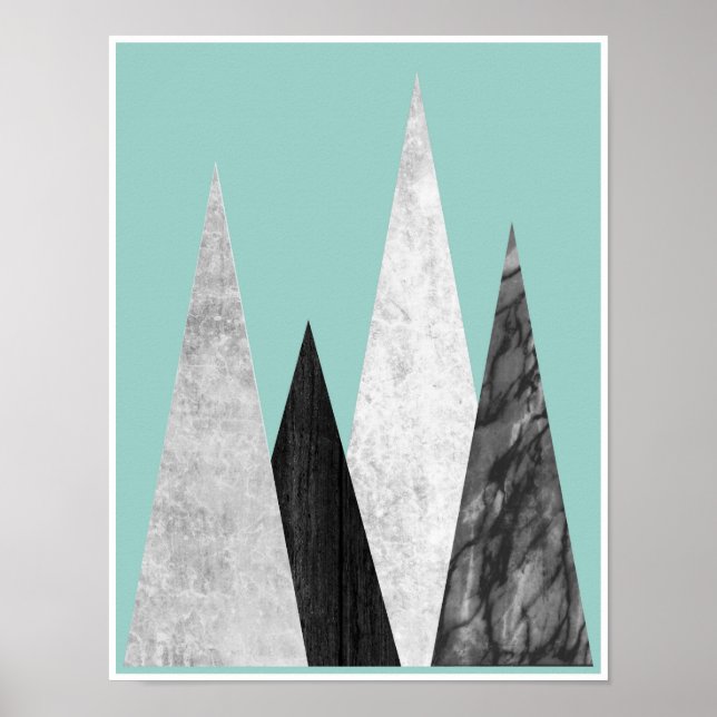 Mountains, geometric, scandinavian poster print (Front)
