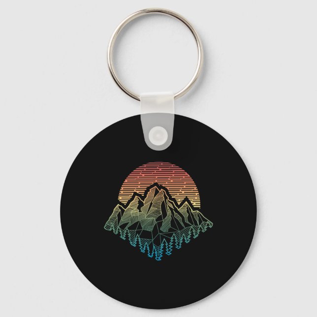 Mountains Geometry Outdoor Retro Camping Hiking Cl Key Ring (Front)