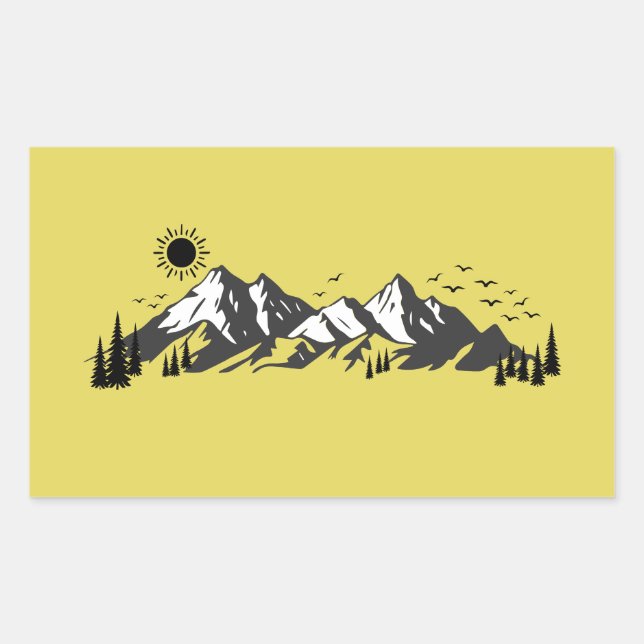 Mountains graphic  rectangular sticker (Front)
