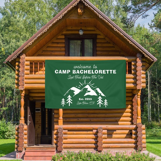 Mountains Green White Camp Bachelorette Welcome Banner (Mountains Green White Camp Bachelorette Welcome Banner
)