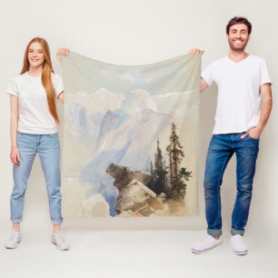 Mountains Half Dome Yosemite Watercolor Landscape Fleece Blanket