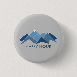 Mountains Happy Hour 3 Cm Round Badge