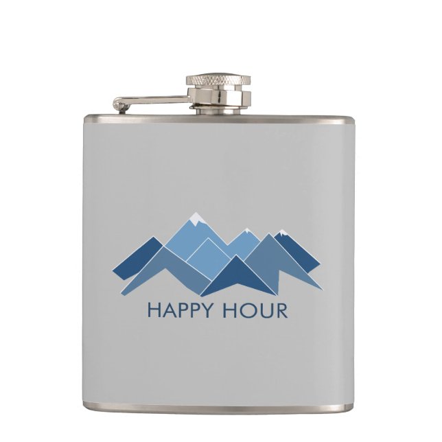 Mountains Happy Hour Hip Flask (Front)