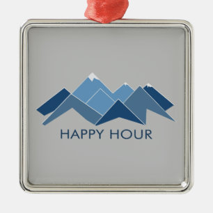 Mountains Happy Hour Metal Ornament