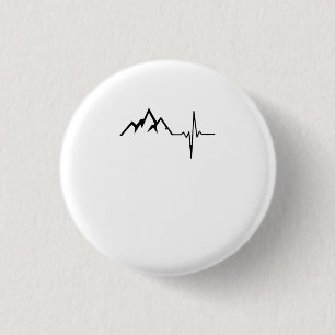 Mountains Hiking Heartbeat 3 Cm Round Badge