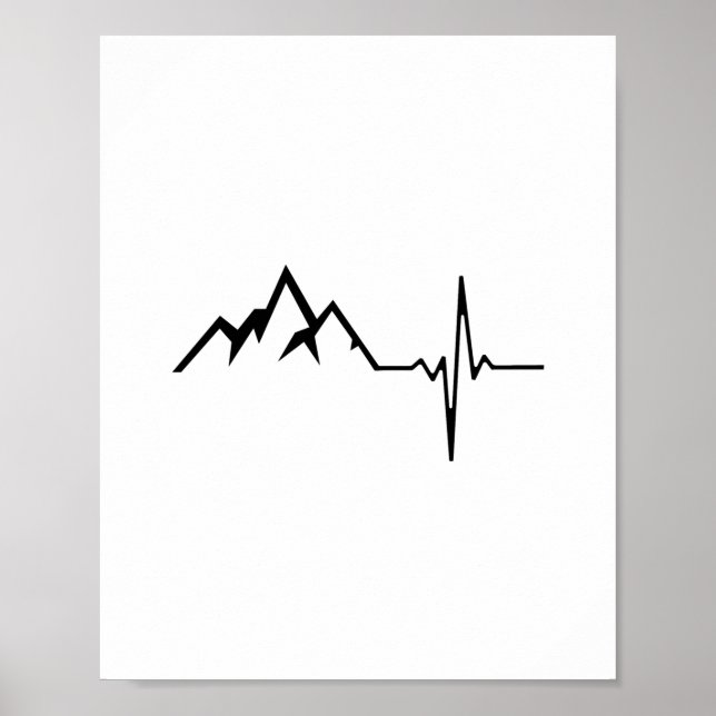Mountains Hiking Heartbeat Poster (Front)