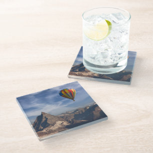 Mountains Hot Air Balloon Matterhorn Swiss Alps Glass Coaster