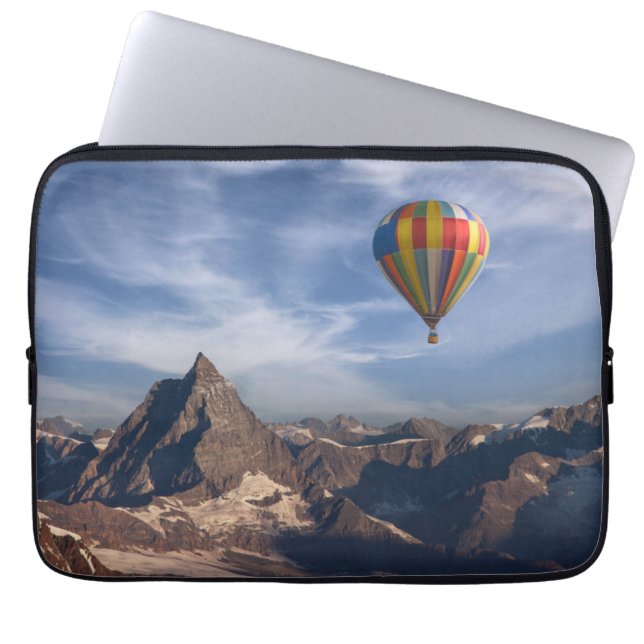 Mountains | Hot Air Balloon Matterhorn Swiss Alps Laptop Sleeve (Front)