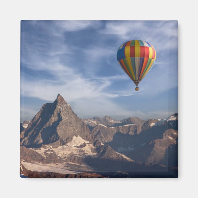 Mountains | Hot Air Balloon Matterhorn Swiss Alps Magnet (Front)