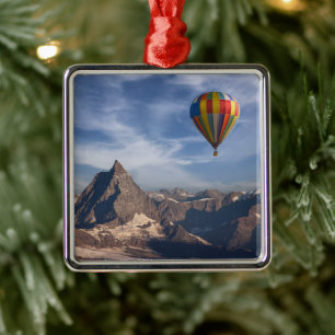 Mountains   Hot Air Balloon Matterhorn Swiss Alps Metal Ornament