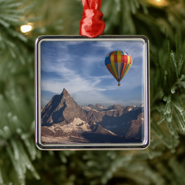 Mountains | Hot Air Balloon Matterhorn Swiss Alps Metal Ornament (Tree)