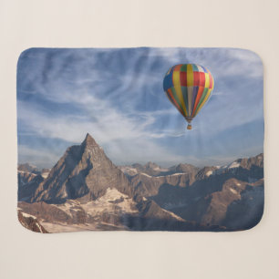 Mountains Hot Air Balloon Matterhorn Swiss Alps Sherpa Blanket