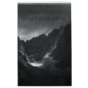 Mountains in black and white photo calendar