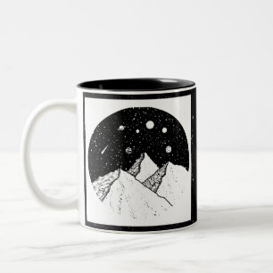 Mountains in Space Coffee Mug Black