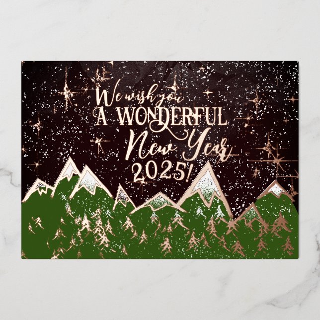 Mountains in the night -  new year Card (Front)