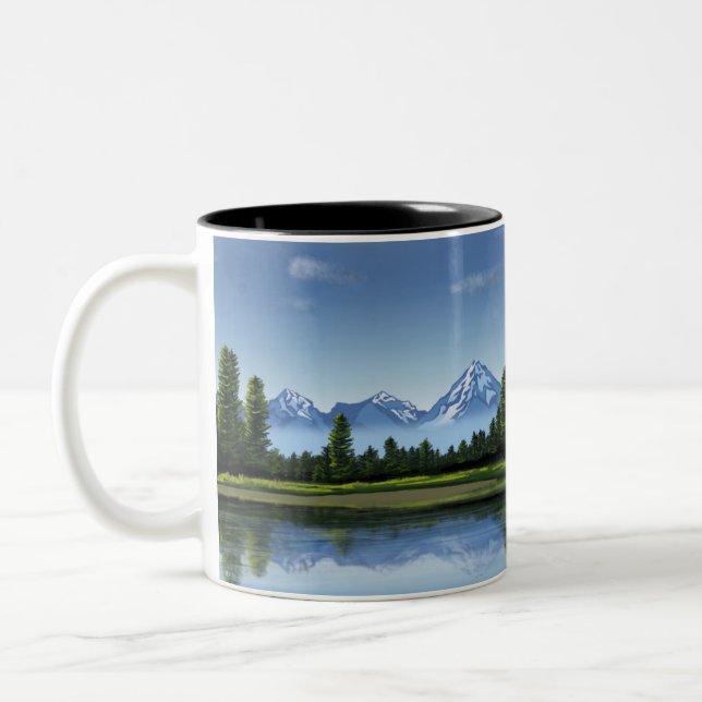 Mountains, Lake and Forest Landscape Coffee Mug (Left)