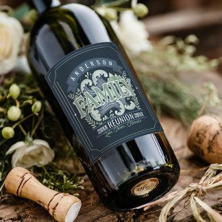 Mountains Lake Family Reunion Motif ID1317 Wine Label