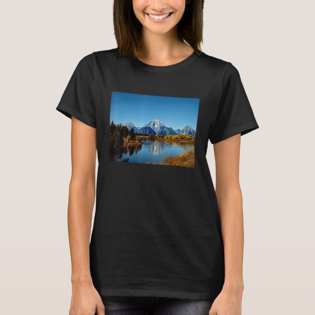 Mountains Lake Reflection Grand Teton National Par T-Shirt (Front)