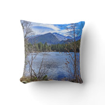 Mountains & Lake Throw Pillow