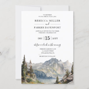 Mountains lake Wedding invitation