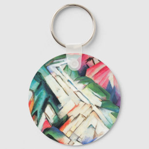 Mountains (Landscape) by Franz Marc, Vintage Art Key Ring