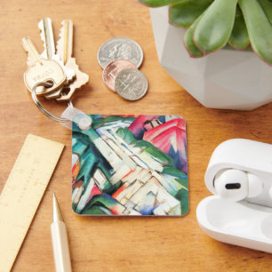 Mountains (Landscape) by Franz Marc, Vintage Art Key Ring