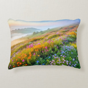 Mountains Landscape Majestic Picturesque Mist Sky Decorative Cushion