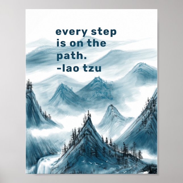 Mountains Landscape Painting Inspiring Quote Poste Poster (Front)