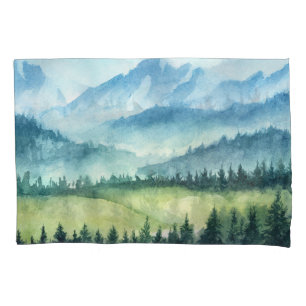 Mountains landscape, watercolor artistic illustrat pillowcase