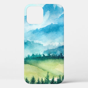 Mountains landscape. Watercolor illustration. iPhone 12 Case