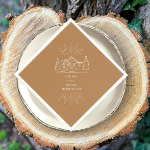 Mountains Line Art Goldenrod Wedding Napkin