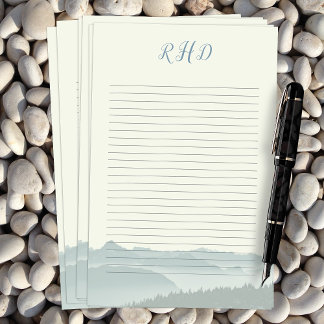Mountains Lined Writing Paper Monogrammed