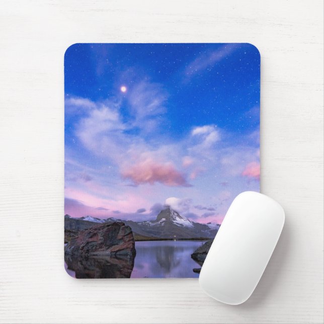 Mountains | Matterhorn & Lake Stellisee Mouse Pad (With Mouse)