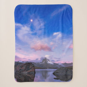 Mountains Matterhorn & Lake Stellisee Sherpa Blanket