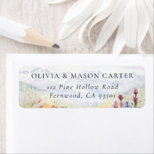 Mountains Meadow Wildflowers Colorful Wedding Return Address Label