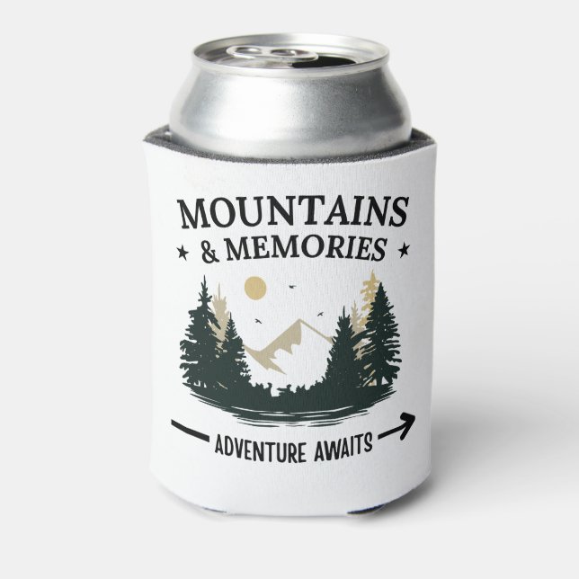 Mountains & Memories Adventure Awaits Can Cooler (Can Back)