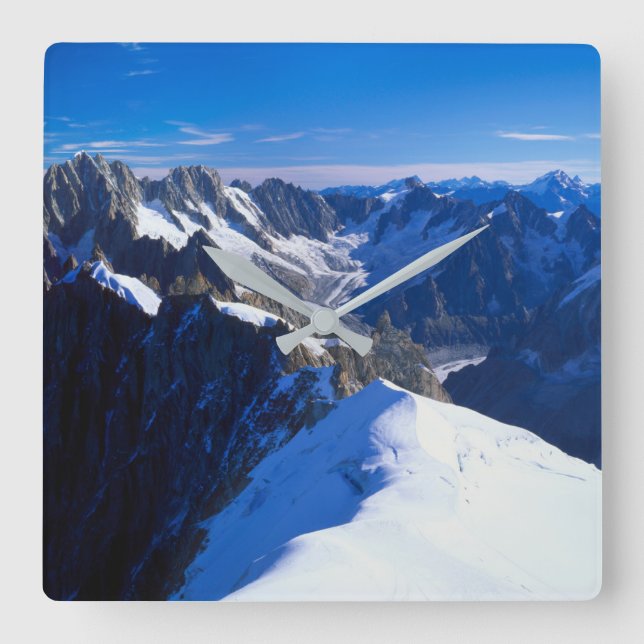 Mountains | Mont Blanc, European Alps Square Wall Clock (Front)