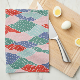 Mountains, mosaic, collage, hand drawn, dish tea towel