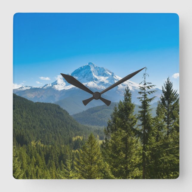 Mountains | Mt. Hood Oregon Square Wall Clock (Front)