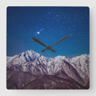 Mountains   Mt. Jiigatake & Mt. Kashima-yarigatake Square Wall Clock
