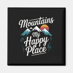 Mountains My Happy Place Mountain Trail Hiking Magnet
