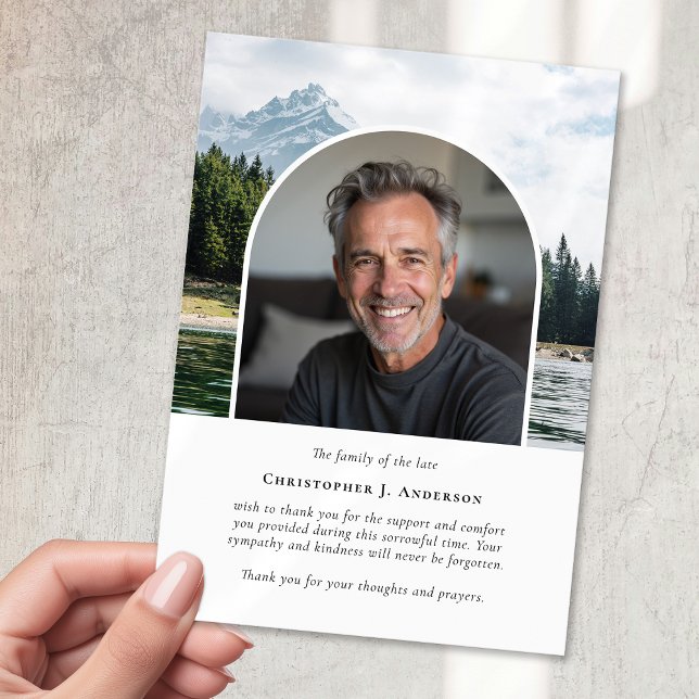 Mountains Nature Photo Sympathy Funeral Memorial Thank You Card (Creator Uploaded)