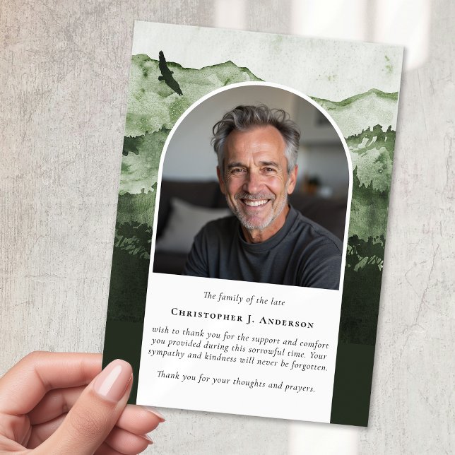 Mountains Nature Photo Sympathy Funeral Memorial Thank You Card (Creator Uploaded)