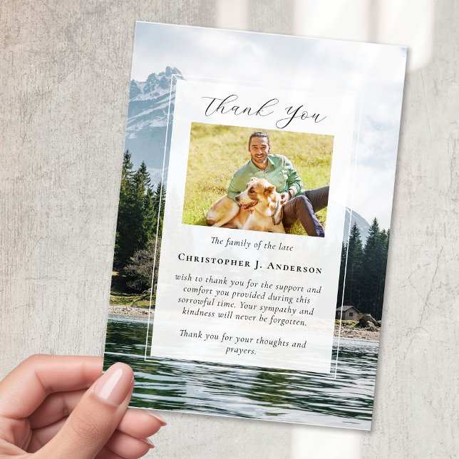 Mountains Nature Photo Sympathy Funeral Memorial Thank You Card (Creator Uploaded)