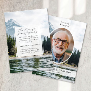 Mountains Nature Photo Sympathy Funeral Memorial Thank You Card