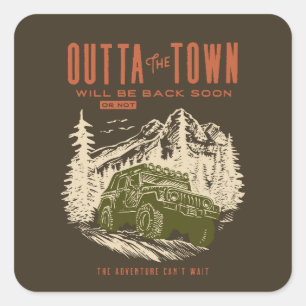 Mountains Offroad Out of Town Square Sticker